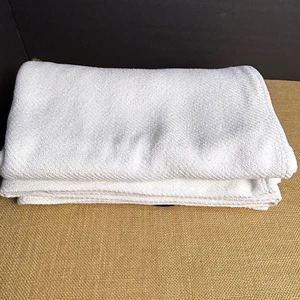 VTG Ralph Lauren 100% Cotton Woven Blanket Twin Throw 68 X 86 White USA CLEAN - Picture 1 of 8