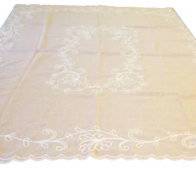 桌布 矩形 Lt 粉红色 花卉 白色 缝线 50"x66" 六匹配 餐巾 — 第 1/4 张图片