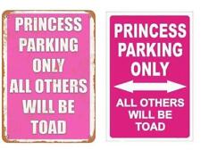 Metal Plate Sign Princess Parking Violator Toad Warn Home Decor Tin Wall Pink