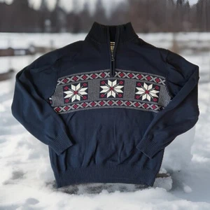 Weatherproof Vintage Cotton Long Sleeve 1/4 Zip BLUE Winter Sweater Men's XL - Picture 1 of 6