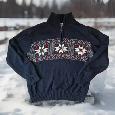 Weatherproof Vintage Cotton Long Sleeve 1/4 Zip BLUE Winter Sweater Men's XL - Image 1 of 4