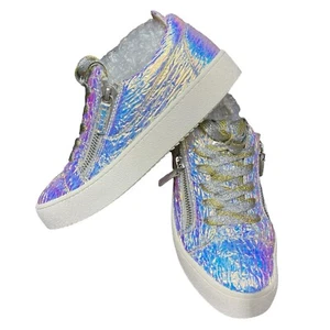 Giuseppe Zanotti Holographic Effect Platform Sneakers Perla White Size 38 US 7.5 - Picture 1 of 14