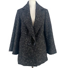 Halogen Tweed Cape Jacket Women's Xs Black Poncho Pockets Double Breasted Formal