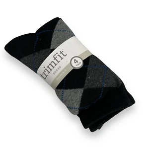 Trimfit Boys Socks Size 9-3 4 Pair Variety Pack Black Argyle - Picture 1 of 3