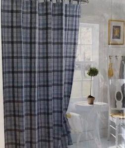 Designables Yarn Dyed Plaid Shower Curtain Cotton Blue Plaid 70x72 - Picture 1 of 7