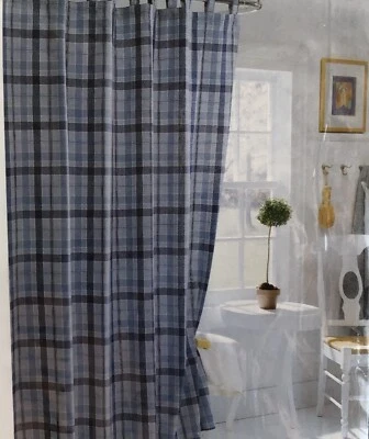 Designables Yarn Dyed Plaid Shower Curtain Cotton Blue Plaid 70x72 - Image 1 of 4