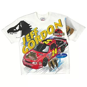 1997 NASCAR Jeff Gordon Jurassic Park All Over Print Tee - Size L - Picture 1 of 5