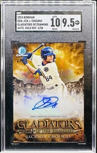 4/50 JACKSON CHOURIO AUTO 10 GOLD SGC 9.5 2024 BOWMAN GLADIATORS OF THE DIAMOND - Picture 1 of 2