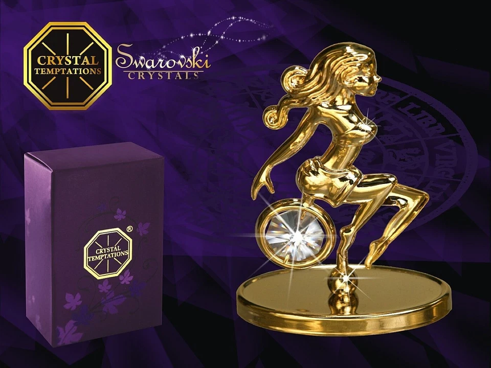 CRYSTAL TEMPTATIONS 4485-9G Gold Jungfrau Virgo Swarovski Steine Kristall 24 Karat Crystal 7,6 cm