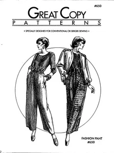 "Excelentes patrones de copia #650~ pantalón de moda ~ pierna más ancha ~ bolsillos entrepierna ~ cadera: 32-46" - Imagen 1 de 2