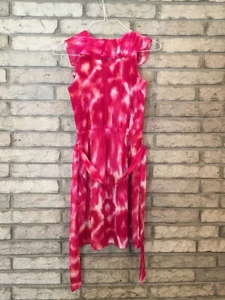VESTIDO DE SEDA ANN TAYLOR TALLA 2 ROSA CINTURÓN LAÁSTICO CINTURA CUELLO SIN MANGAS VOLANTES - Imagen 1 de 12