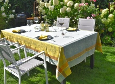 Jacquard Tablecloth Cotton Green Lemons 160x200 cm France Teflon Protection - Image 1 of 4