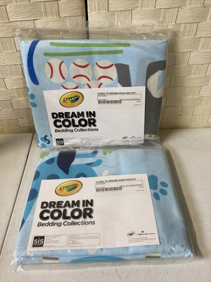 Crayola Dream In Color Chase YR Dream 50x84” Rod PKT Panel Curtain Lot 2 Panels - Image 1 of 4