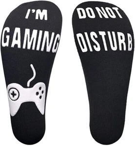 Size 8-12 Cotton Socks DO NOT DISTURB + I'M GAMING - Unisex Over Ankle Non-Slip - Picture 1 of 9