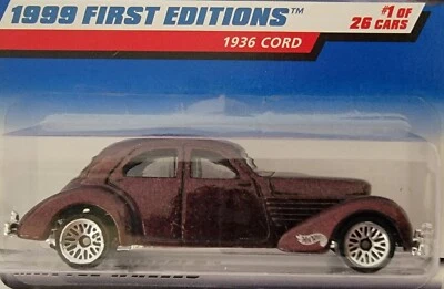 1999 Hot Wheels #649 First Ed 1/26 1936 CORD MF Red w/Chrome Lace Spokes L15 - Image 1 of 4