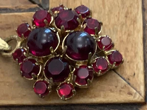Alte Gold Kette Schmuck mit Granat Anhänger ca. Ø 25mm Nachlass - Bild 1 von 14