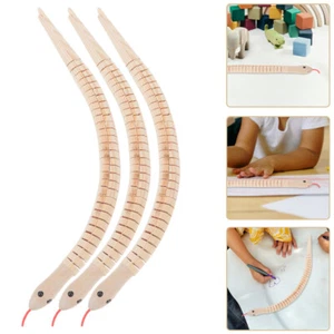 3pcs Unfinished Wooden Snake Toys Wiggly Snake Flexible Jointed Wood Snake Toy - Picture 1 of 12