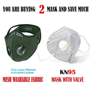 NEW style Cycling Face Mask With Active Carbon Filter Breathing Valves Reusable - Picture 1 of 12