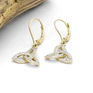 2Ct Lab Created Diamond Knot Dangle Drop Earrings 14K Yellow Gold Plated Silver - Picture 1 of 4