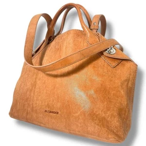 Jil Sander Leather 2Way Shoulder Bag Brown Vintage Turnlock Authentic - Picture 1 of 14