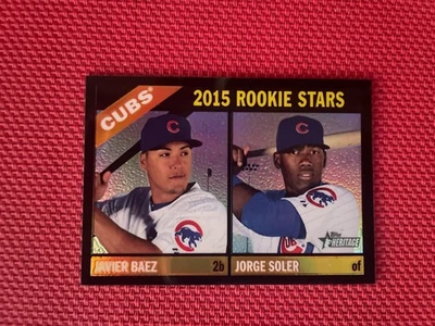 Topps Javier Baez/Jorge Soler Heritage 2015 refractor negro novato 07/66 Foto 1 de 4