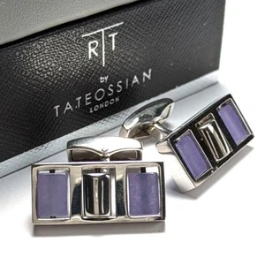 Gemelos Tateocian Plata 925 Púrpura Amatista Reino Unido - Imagen 1 de 5
