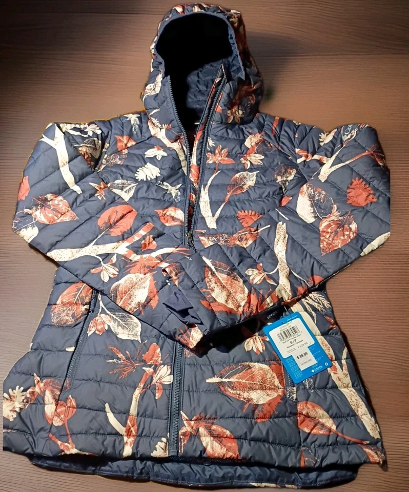Columbia Womens White Out Lightweight Omni-Heat Jacket NOCTURNAL Floral Sz Small