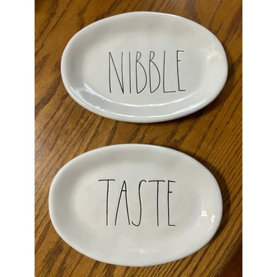 Rae Dunn Nibble & Taste Appetizer Plates Set, White Ceramic Small Dishes - Image 1 of 4