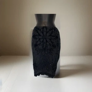 Emma Black Silk Beaded Skirt Black Color Women’s 8 Gr1 - Picture 1 of 9