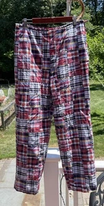 Pantalones de Colección Talbots Madras Tiro Alto Rojo Azul Patchwork, Forrados, Preppy Talla 12 - Imagen 1 de 8