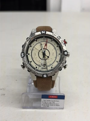 Timex - T2N721 - Quartz Compass Tide Temperature Silver Case Brown Strap - Watch - Image 1 of 4