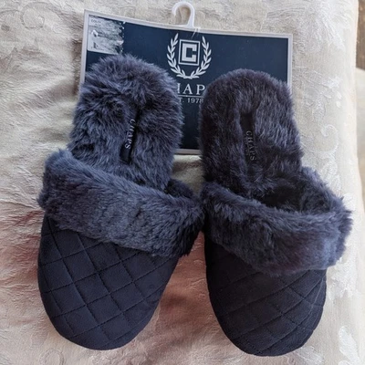 CHAPS Womens Navy Slippers Size Large 8-9 NWT - Image 1 of 3