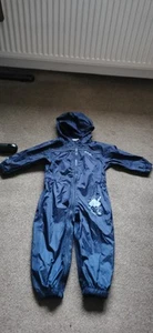 BOYS Regatta Waterproof Navy Blue Puddle Suit/All-in-one Rain Suit AGE 18-24 Mth - Picture 1 of 20
