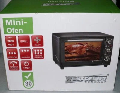 West Craft WMO 30L CR Grill Heißluft Backofen Drehspieß 30L 250°C 60Min 2000W - Bild 1 von 4