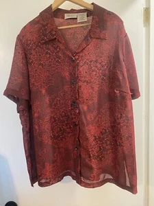 Kathie Lee transparente geblümte Bluse mit Knopfleiste Gr. 22 W rot schwarz leicht - Bild 1 von 9