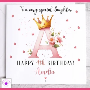 Personalised Princess Birthday Card Daughter Granddaughter 5th 6th 7th 8th 9th - Picture 1 of 14