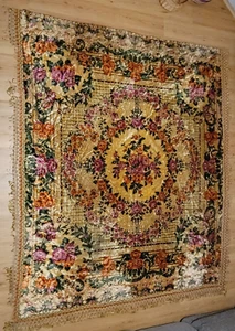 Colcha tapiz de terciopelo chenilla italiana de colección flecos MCM Italia querubín colorido - Imagen 1 de 17