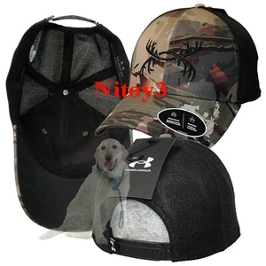 Under Armour Antler Forest Camo Trucker Baseball Hat-Cap Men One size Camo-Black - Picture 1 of 1
