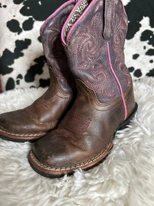 DAN POST 9D Boys Girls Cowboy Boots Western Square Toe Riding Mid Calf Boot - Picture 1 of 7