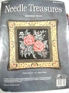 Midnight Roses Pillow Needlepoint Kit by Needle Treasures 06621 F3 - Picture 1 of 3