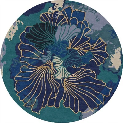 Vibrant Multi-Color Round Rugs Stylish & Soft Living room Rug, wool&silk - Image 1 of 4