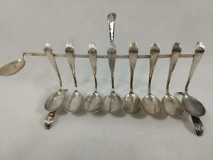 Alte Silberlöffel Judaica Chanukka Menora Handarbeit - Bild 1 von 10