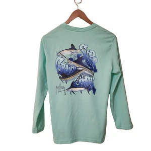 Guy Harvey Kids Four Bills Long Sleeve T-Shirt Green Art Work on Back Size XL - Picture 1 of 8