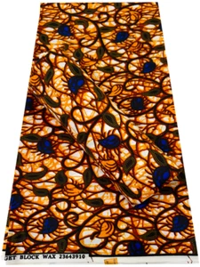 Polyester African Wax Prints Fabrics - Sell by 6 Yards-For Dresses - Picture 1 of 3