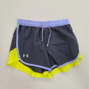 Under Armour Shorts Girls Large Black Purple Gym Running Athletic Youth kids - Picture 1 of 9