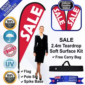 SALE Deluxe Red 2.4m Teardrop Flag/Banner Kit with Spike *Cost Effective - Picture 1 of 9