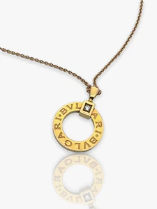 BVLGARI Necklace W/18kt Rose Gold Chain & 18kt Rose Gold Pendant Set W/a diamond - Picture 1 of 5