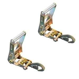 Paquete de 2 trinquete de 2" con gancho a presión plano para remolque de carros plataforma plana remolque - Imagen 1 de 7
