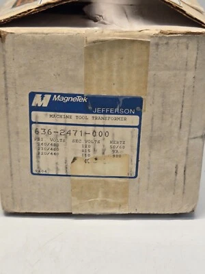 JEFFERON MAGNETEK 636-2471-000 MACHINE TOOL TRANSFORMER NEW d2 - Image 1 of 3