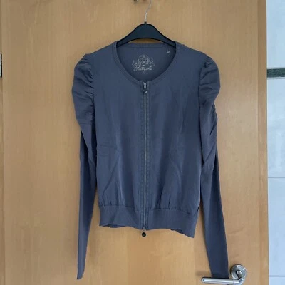 Passport Strickjacke festlich elegant Satin ähnlich geraffte Ärmel grau Gr. 40 - Bild 1 von 4